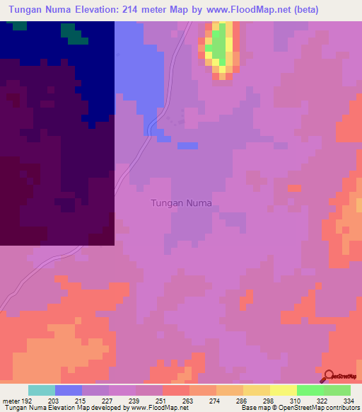 Tungan Numa,Nigeria Elevation Map