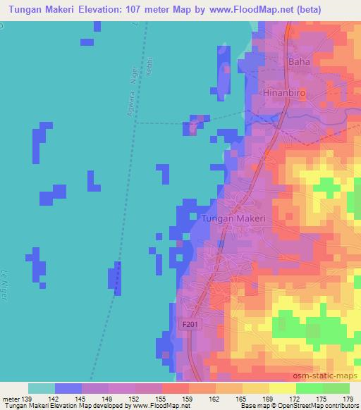 Tungan Makeri,Nigeria Elevation Map