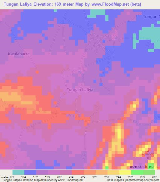 Tungan Lafiya,Nigeria Elevation Map