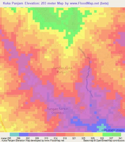 Kuka Panjam,Nigeria Elevation Map