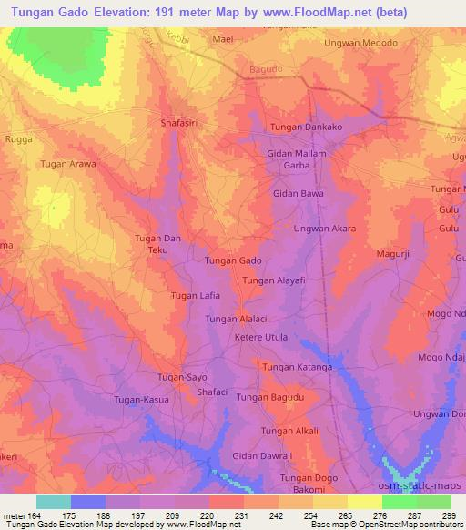 Tungan Gado,Nigeria Elevation Map