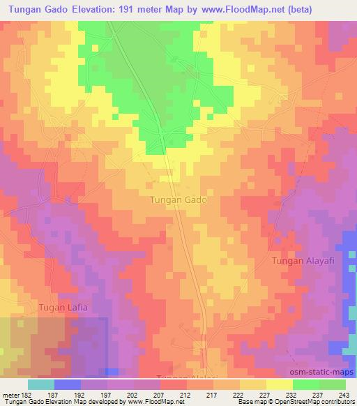 Tungan Gado,Nigeria Elevation Map