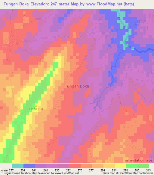 Tungan Boka,Nigeria Elevation Map