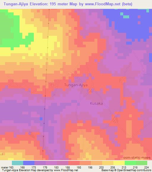 Tungan-Ajiya,Nigeria Elevation Map