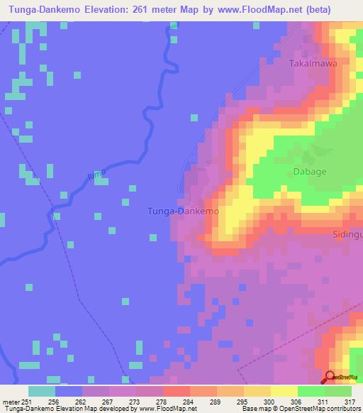 Tunga-Dankemo,Nigeria Elevation Map