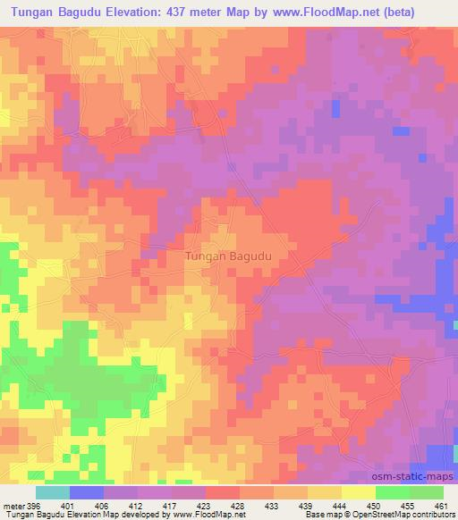 Tungan Bagudu,Nigeria Elevation Map