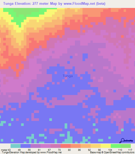 Tunga,Nigeria Elevation Map