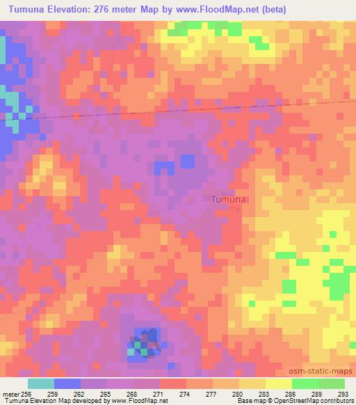 Tumuna,Nigeria Elevation Map