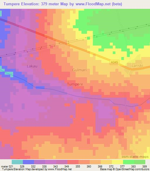 Tumpere,Nigeria Elevation Map