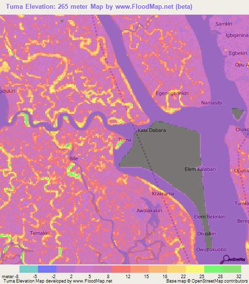 Tuma,Nigeria Elevation Map