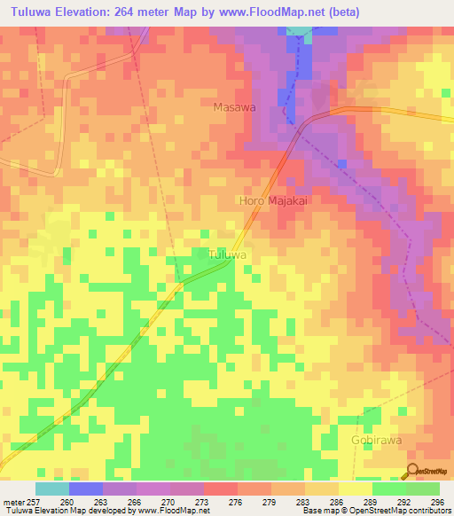 Tuluwa,Nigeria Elevation Map