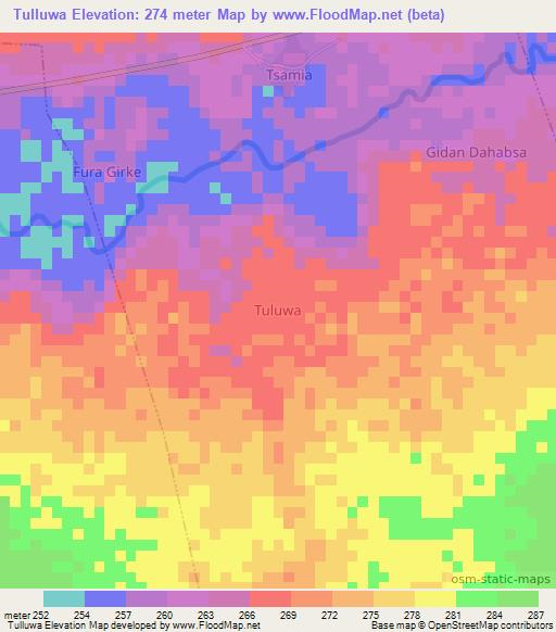 Tulluwa,Nigeria Elevation Map