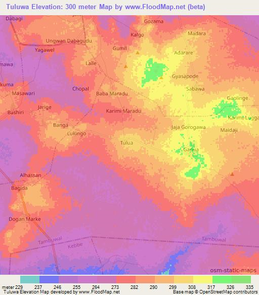 Tuluwa,Nigeria Elevation Map