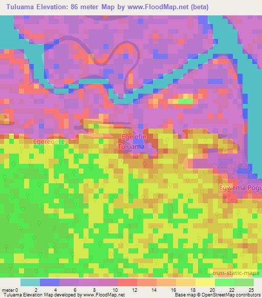 Tuluama,Nigeria Elevation Map