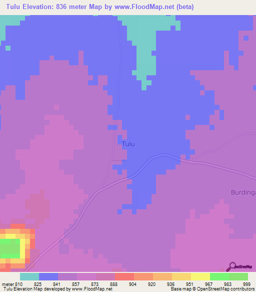 Tulu,Nigeria Elevation Map