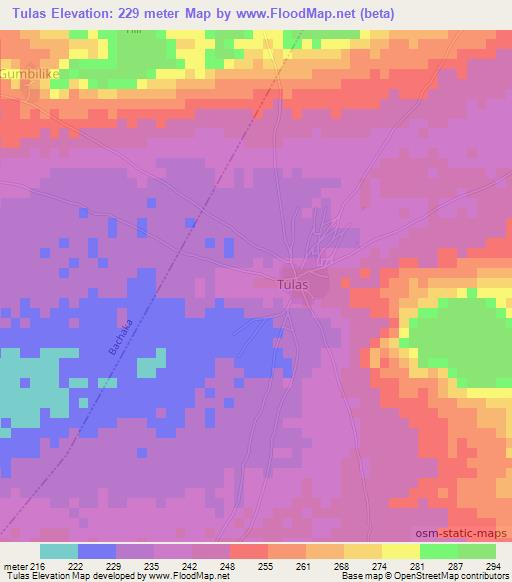 Tulas,Nigeria Elevation Map