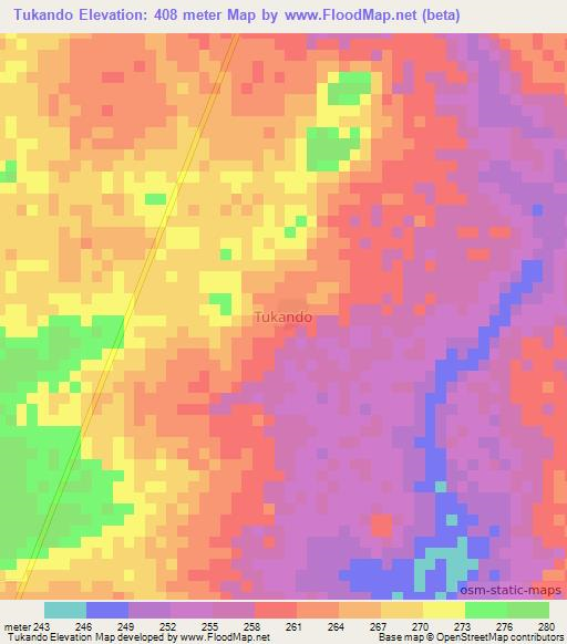 Tukando,Nigeria Elevation Map