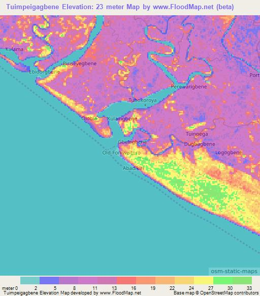 Tuimpeigagbene,Nigeria Elevation Map