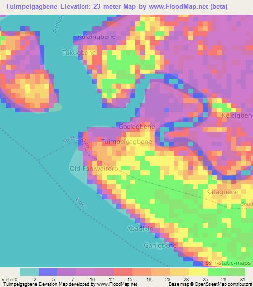 Tuimpeigagbene,Nigeria Elevation Map