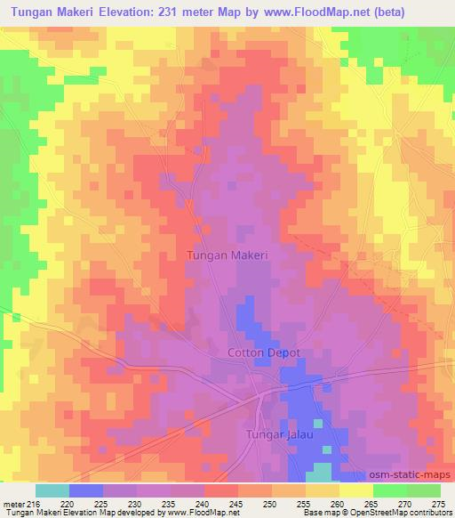 Tungan Makeri,Nigeria Elevation Map