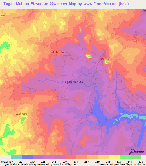 Tugan Mahuta,Nigeria Elevation Map