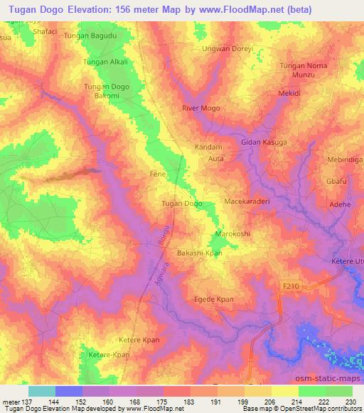 Tugan Dogo,Nigeria Elevation Map