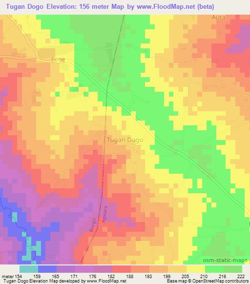 Tugan Dogo,Nigeria Elevation Map