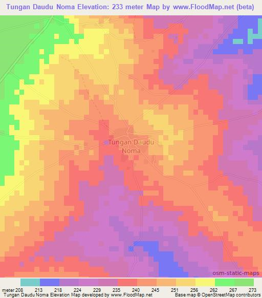 Tungan Daudu Noma,Nigeria Elevation Map