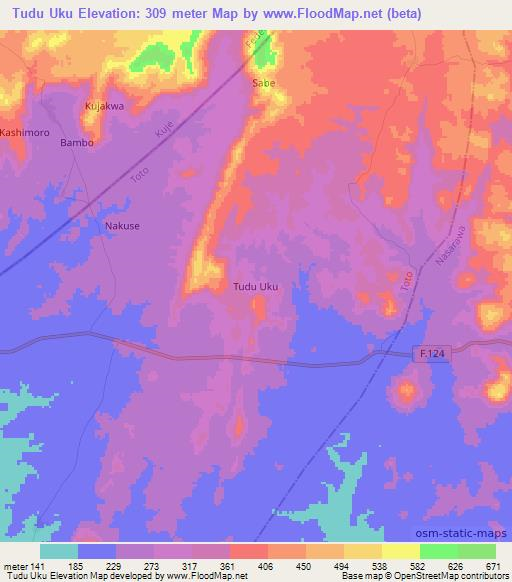 Tudu Uku,Nigeria Elevation Map