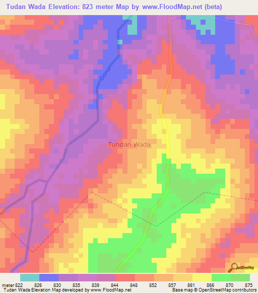 Tudan Wada,Nigeria Elevation Map