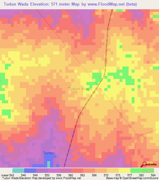 Tudun Wada,Nigeria Elevation Map