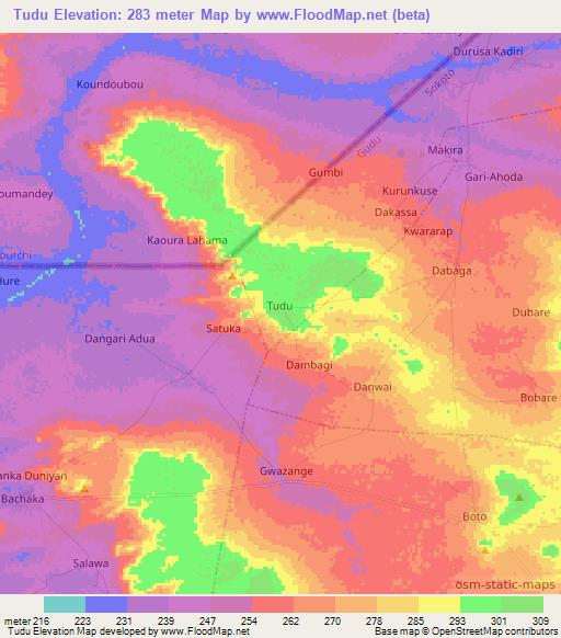 Tudu,Nigeria Elevation Map