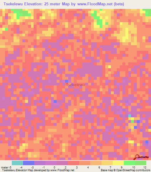 Tsekelewu,Nigeria Elevation Map