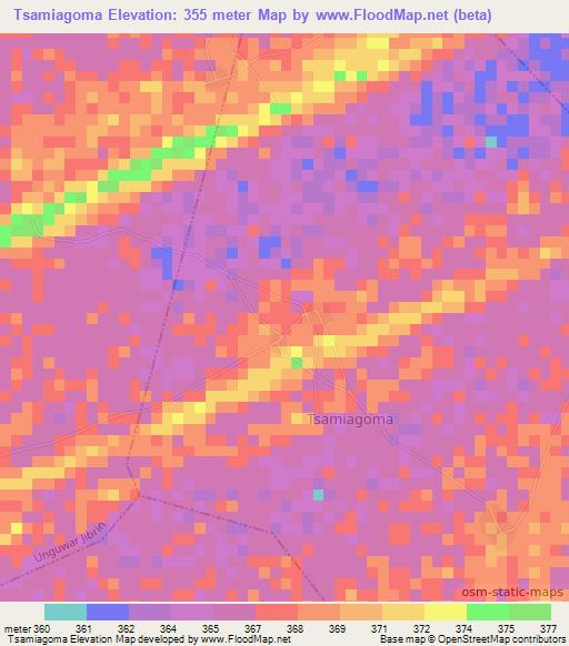 Tsamiagoma,Nigeria Elevation Map