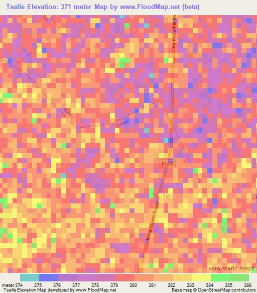 Tsalle,Nigeria Elevation Map