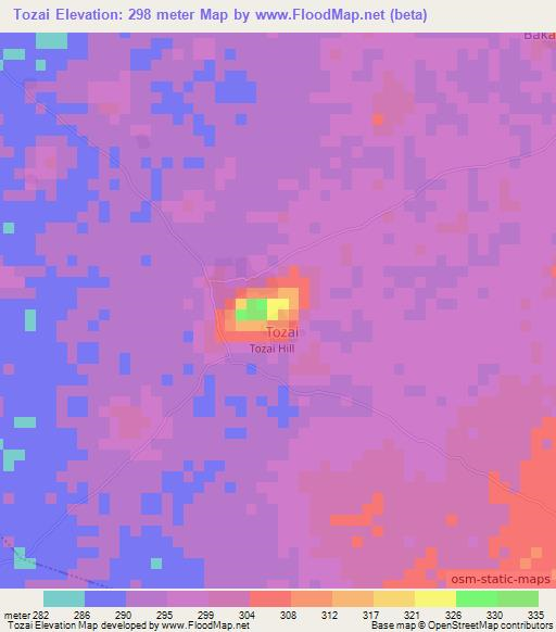 Tozai,Nigeria Elevation Map