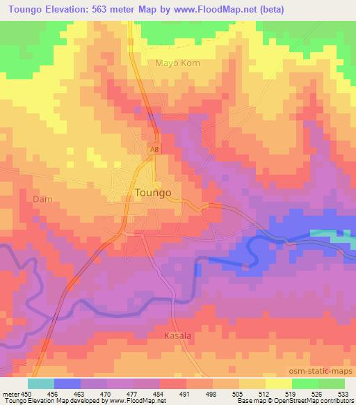 Toungo,Nigeria Elevation Map