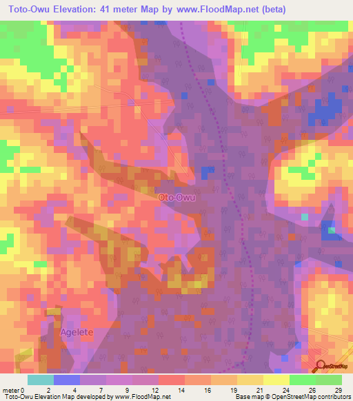 Toto-Owu,Nigeria Elevation Map