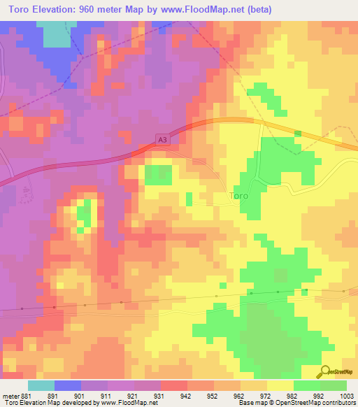 Toro,Nigeria Elevation Map