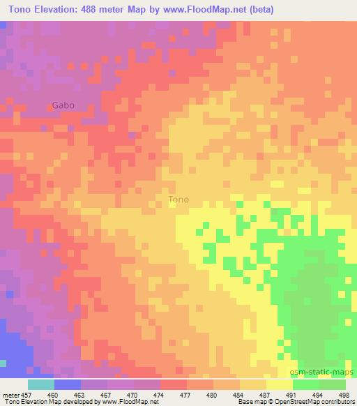 Tono,Nigeria Elevation Map