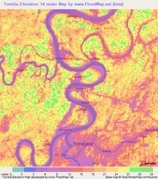 Tombia,Nigeria Elevation Map