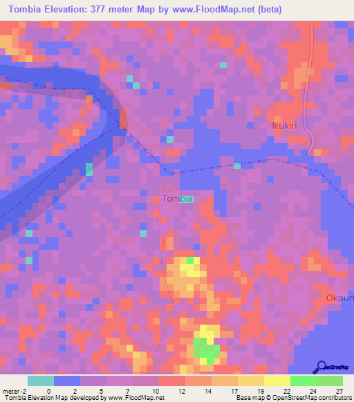 Tombia,Nigeria Elevation Map