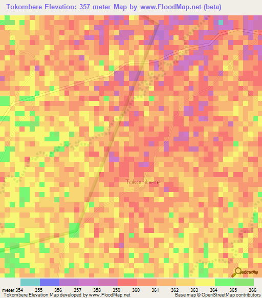 Tokombere,Nigeria Elevation Map