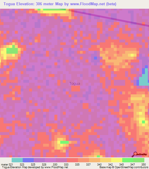 Togua,Nigeria Elevation Map