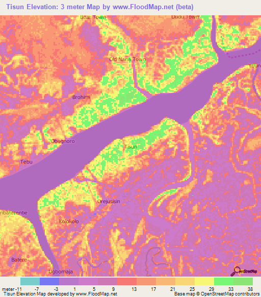 Tisun,Nigeria Elevation Map