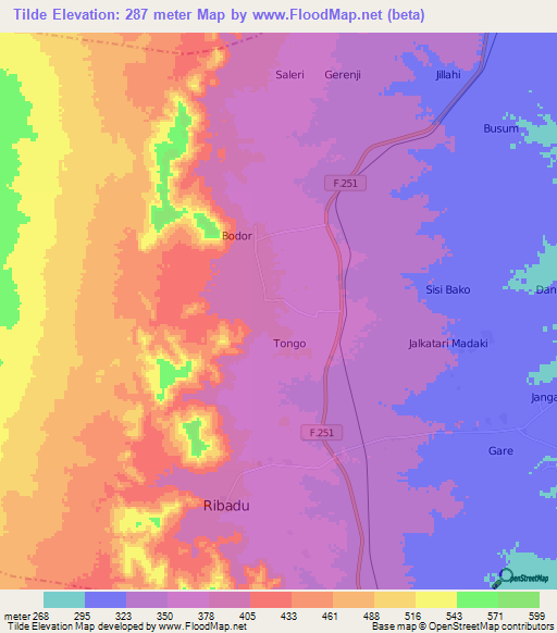 Tilde,Nigeria Elevation Map