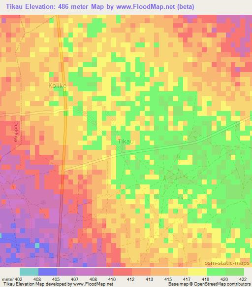 Tikau,Nigeria Elevation Map