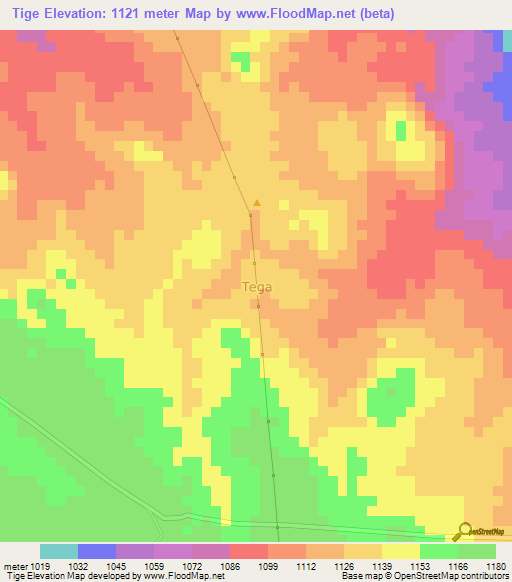 Tige,Nigeria Elevation Map