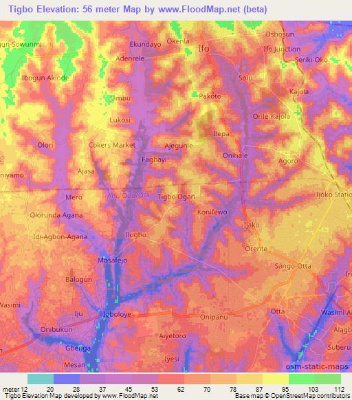 Tigbo,Nigeria Elevation Map