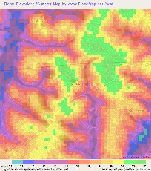 Tigbo,Nigeria Elevation Map